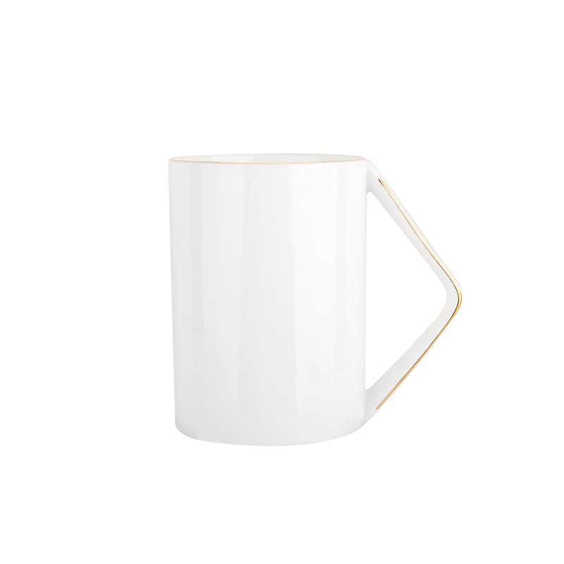 Inverted bone china mug Creative ceramic water cup Trace gold line Foreign trade couple water cup bone china tea cup